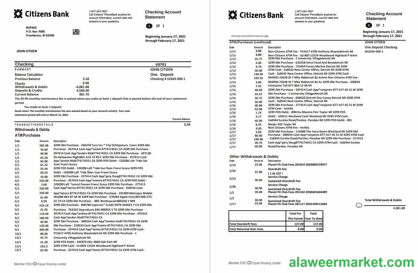 USA Citizens Bank excel pdf